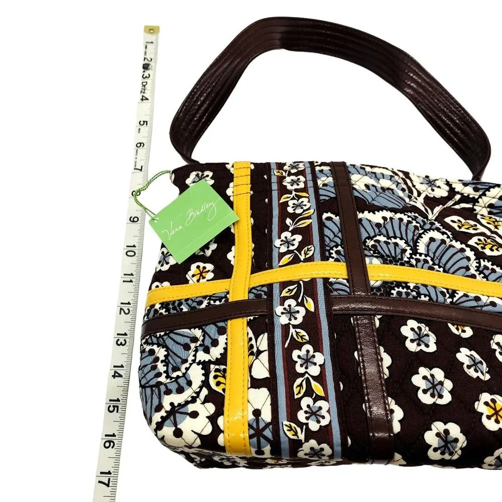 Vera Bradley Women's Tote Purse Slate Blooms Brown Yellow